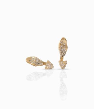 Baby Malak Flourish Half Mini Marquise 18K Yellow Gold and White Diamond Earings