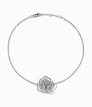 Bloom Mini Flower Halo in 18K White Gold and White Diamonds Bracelet