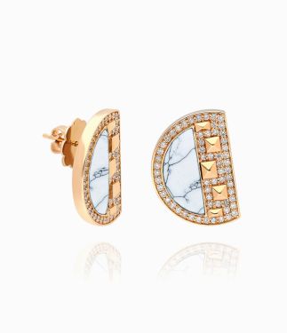 Neutra-Cairo 18K Rose Gold with White Agate Studs Earrings