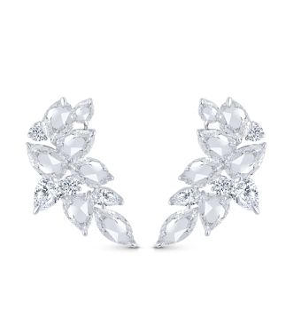 Cascade 18K White Gold with Colorless Diamond Earring