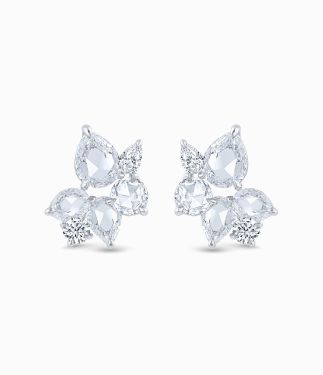 Cascade 18K White Gold with Colorless Diamond Studs Earrings