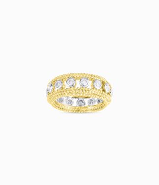Sunlight 18K Yellow Gold and Colorless Diamond Full Eternity Bezel Ring