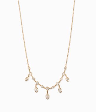 Round and Marquise Sophia Diamond Shaker in 14K Yellow Gold Necklace