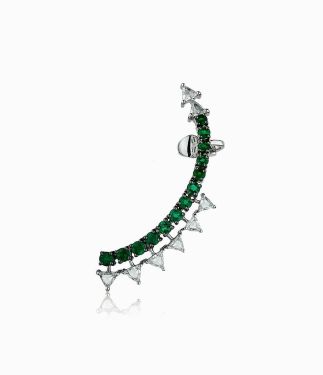 Ferox Trillion in 18K Gold and Emeralds Ear Climber