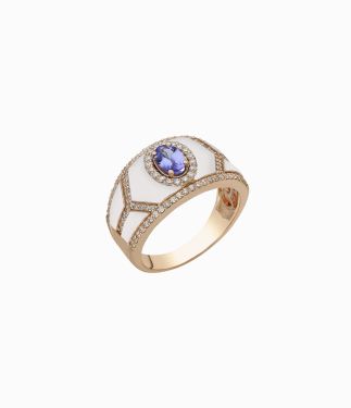 Fizzy-Shield 18K Rose Gold with Blue Sapphire Cuff Ring