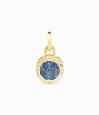 Round 18K Yellow Gold and London Blue Topaz Pendant