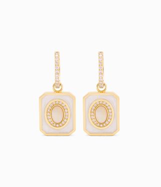 Give Hope 18K Yellow Gold with White Enamel Earrings