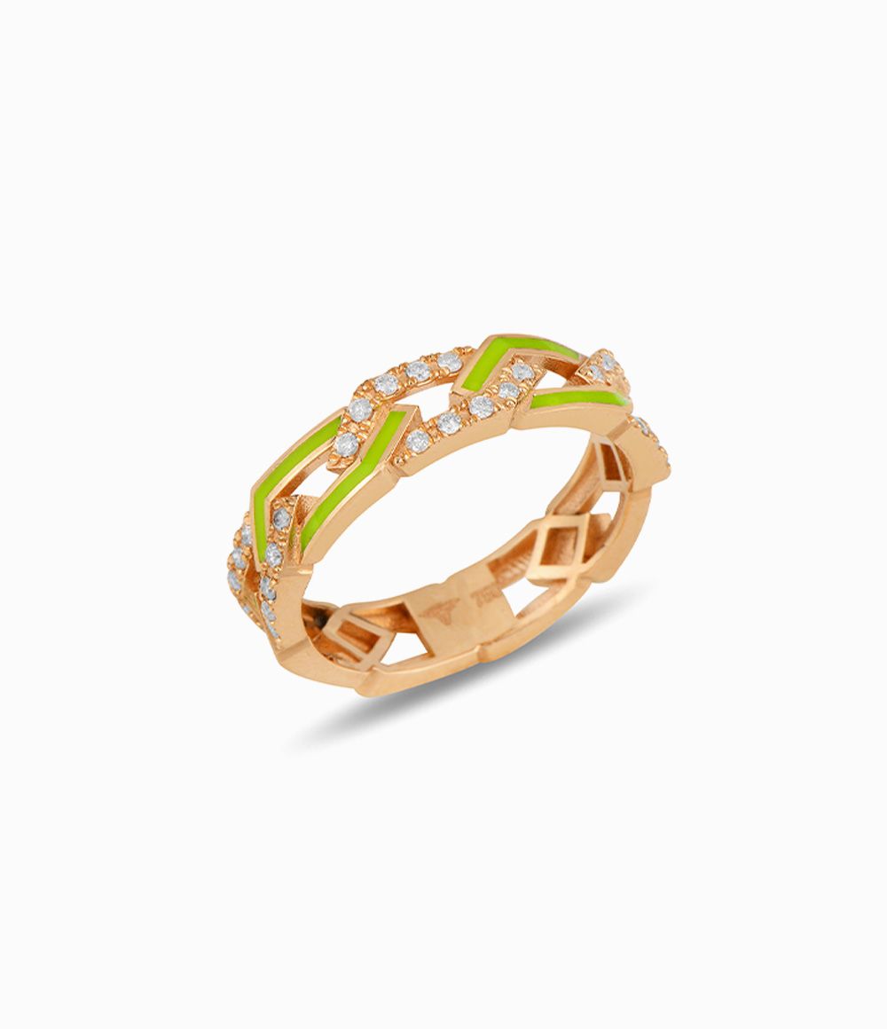 Fizzy-Rebel 18K Rose Gold with Neon Green Cuff Ring